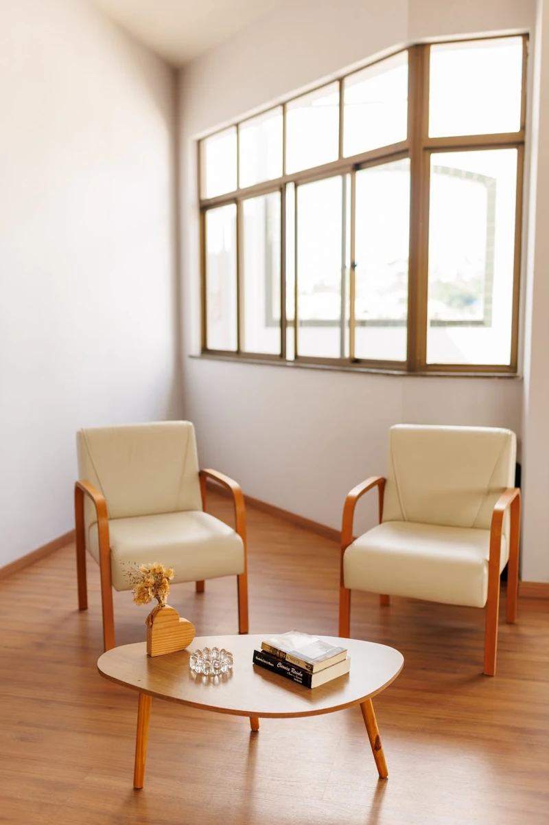 Sala de estar de um flat da Villa Solar